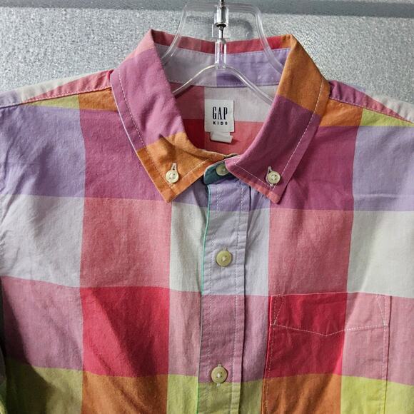 Gap Kids Boys Large 10 Long Sleeve Button-up Shirt Top Color Blocks Button-down - Picture 1 of 4